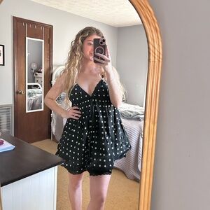 Black and White Summer/Spring Polka Dot Game Day Mini Dress